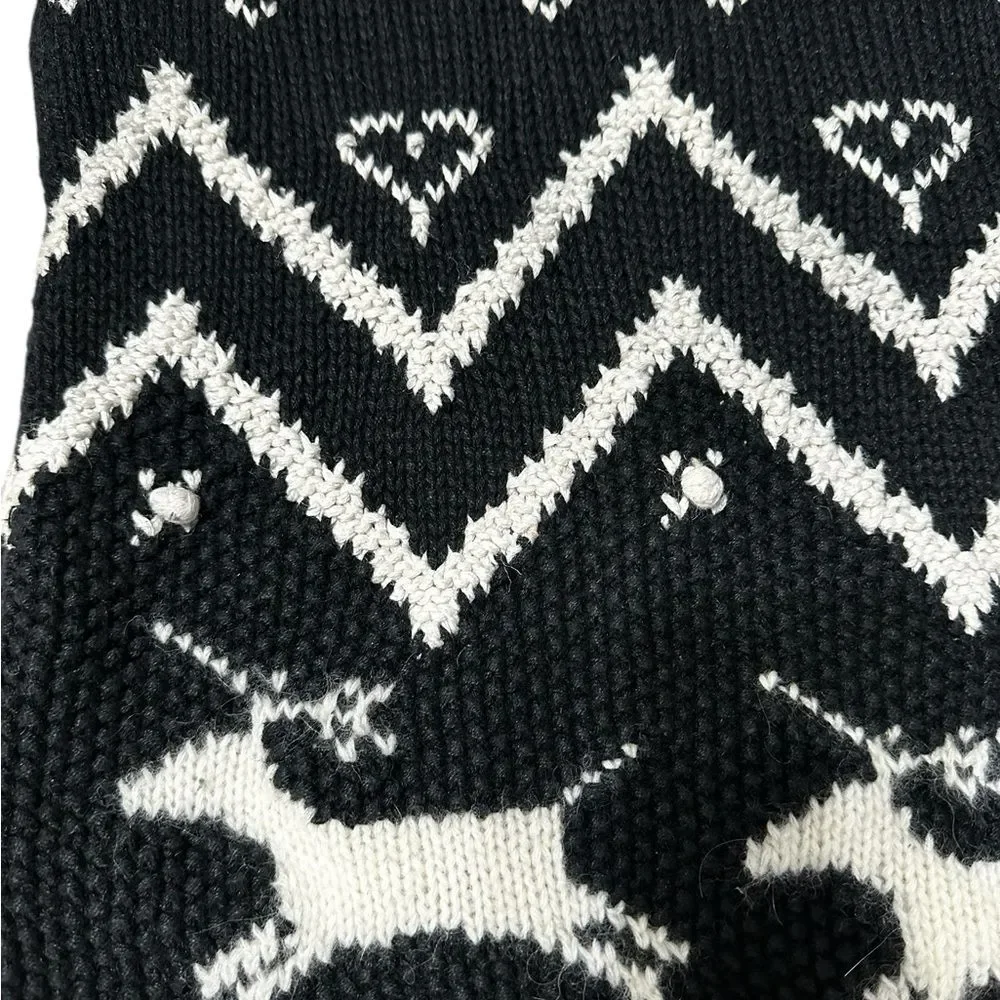 Vintage G.H. Bass Hand Knit Nordic Reindeer Sweater Womens M Ramie Cotton